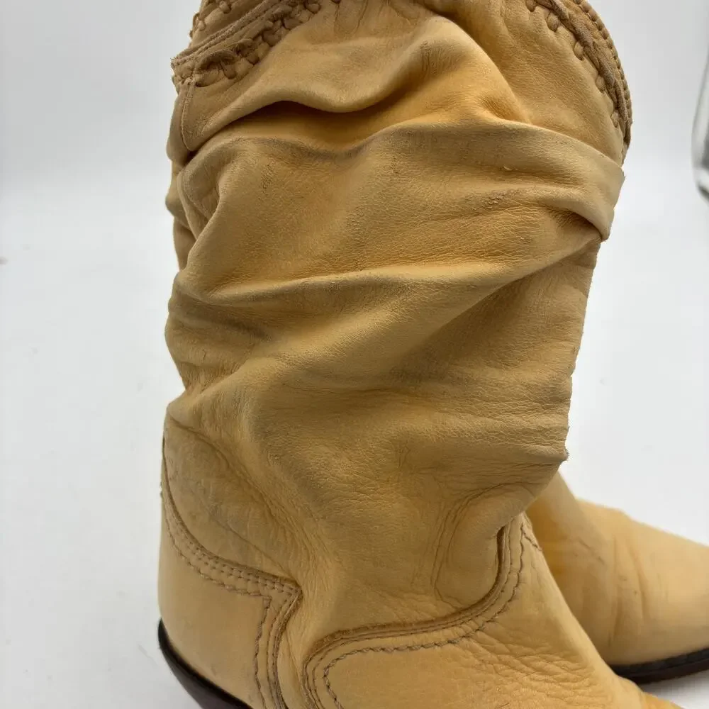 Vintage Zodiac USA Slouchy Leather Boots Women's 6.5 Cowboy Western Boho